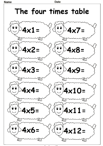 fun multiplication worksheets 4 times table