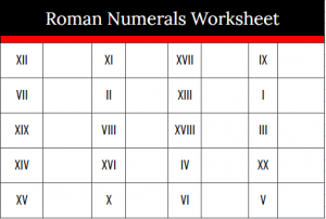 Roman Numerals Worksheet in Printable PDF